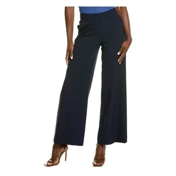 NEW Tahari ASL Wide Leg Pants Slacks Womens 4 Work Office Career Corporate Navy - Picture 1 of 7